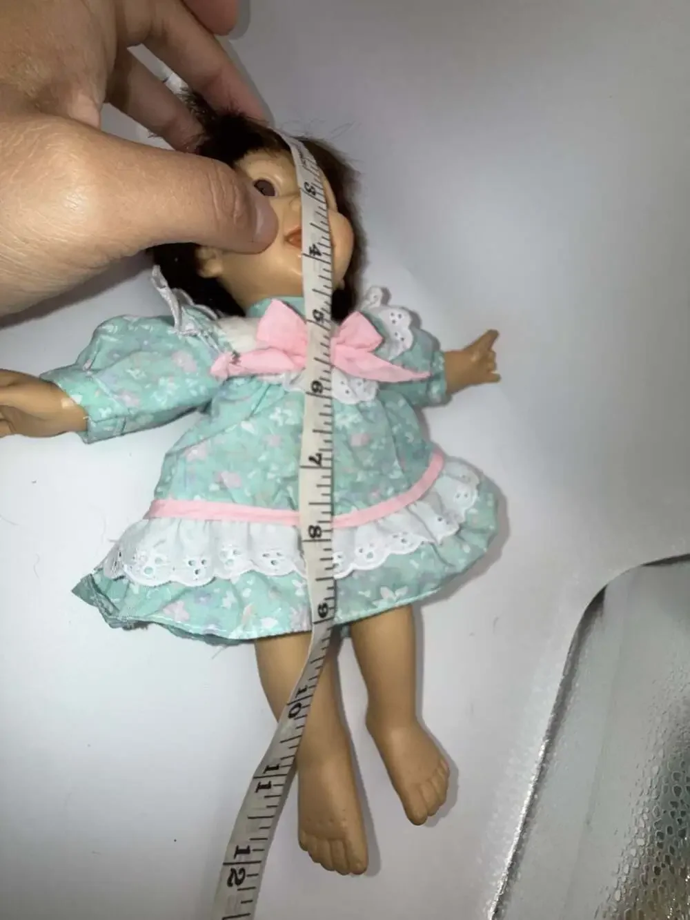 Vintage 1990s Gigo Palm Pals Expression Vinyl Doll with Floral Dress